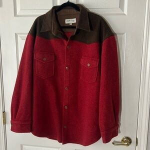 Orvis Red & Brown Fuzzy‎ Barn Coat Fleece Thick Long Sleeve, Sz XL